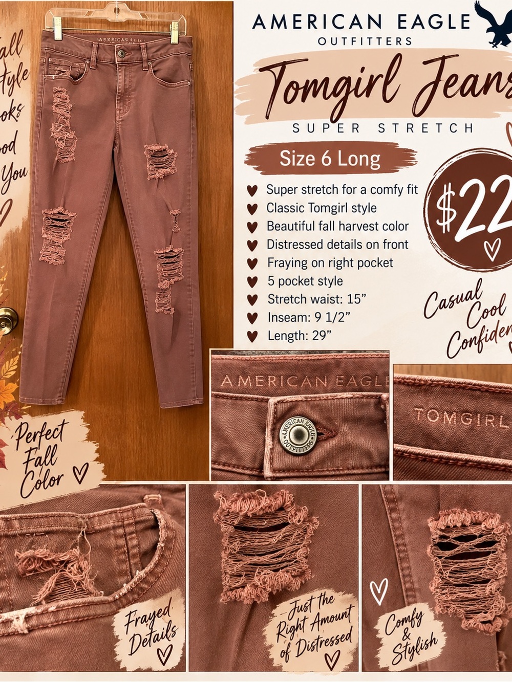 American Eagle Outfitters Tomgirl Jeans — Harvest Brown
